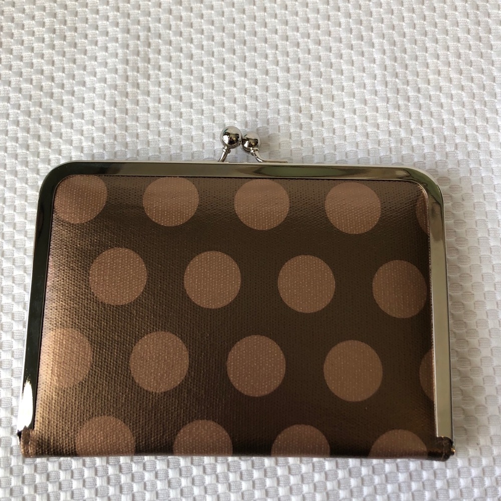 Wallet NWOT - Stylish Shiny Bronze Brown w/Dots
